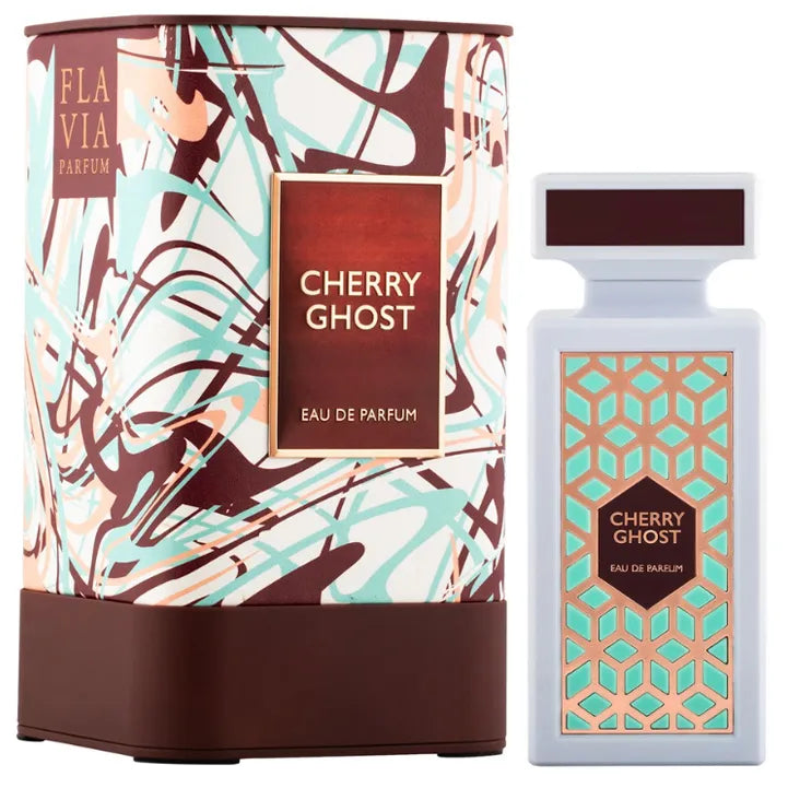 Perfume Cherry Ghost de Flavia en presentación de 90ml eau de parfum para mujer con notas intensas y frutales