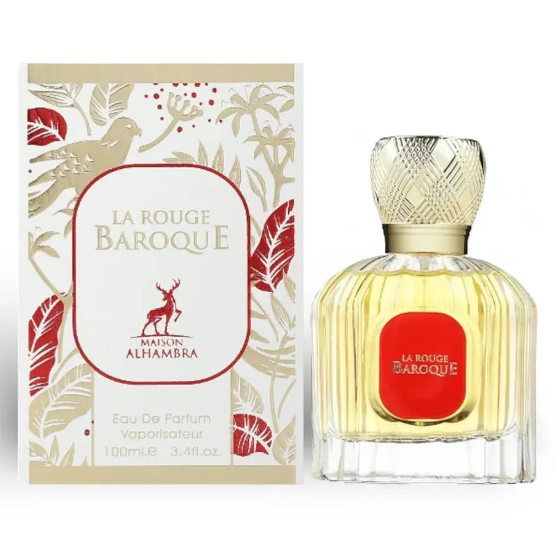 Perfume original La Rouge Baroque de Maison Alhambra frasco de 100ml fragancia intensa con acordes equilibrados ideal para ocasiones especiales