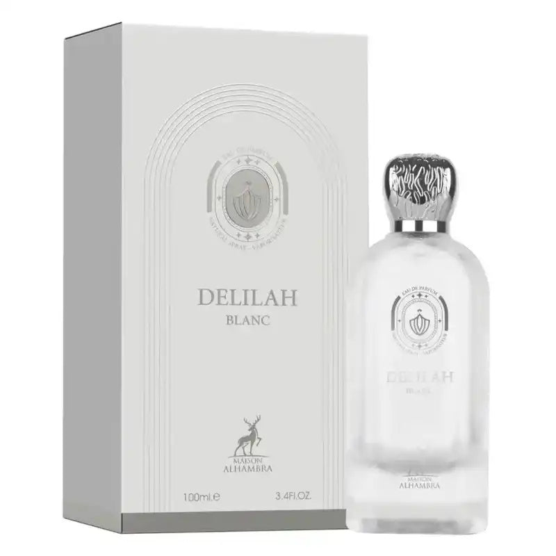 Botella de perfume Delilah Blanc Maison Alhambra 100ml Eau De Parfum ideal para mujer que busca distinción