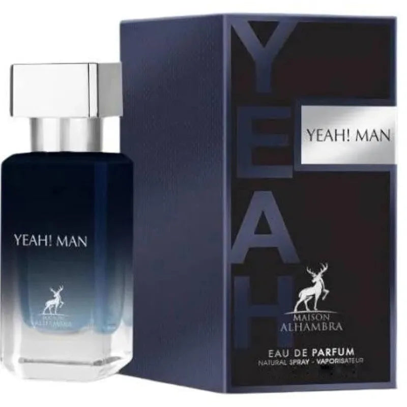 Perfume original Yeah Man de Maison Alhambra frasco de 100ml fragancia sofisticada y masculina con acordes equilibrados que proyectan elegancia y confianza