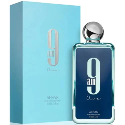 Afnan 9 am Dive perfume unisex 100ml EDP con notas vibrantes de bergamota y almizcle perfecto para día y noche