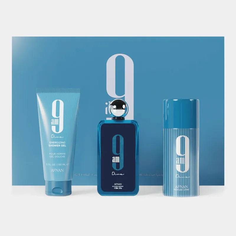 Afnan 9am Dive Set perfume unisex 100ml EDP con notas de bergamota almizcle y maderas blancas