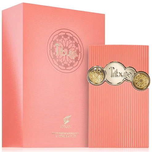 Afnan Tribute Pink perfume unisex en frasco moderno de 100ml con notas de bayas rosas y vainilla perfecto para regalo