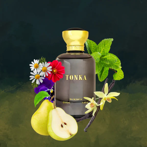 Perfume Bharara Tonka EDP 100ml frasco sofisticado con etiqueta dorada
