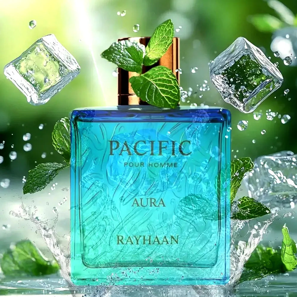Caja original del perfume Rayhaan Pacific Aura 100ml EDP