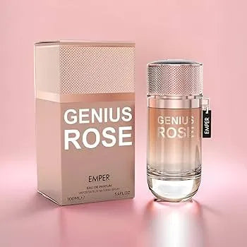 Detalle del frasco de Genius Rose Emper resaltando su forma y color rosado