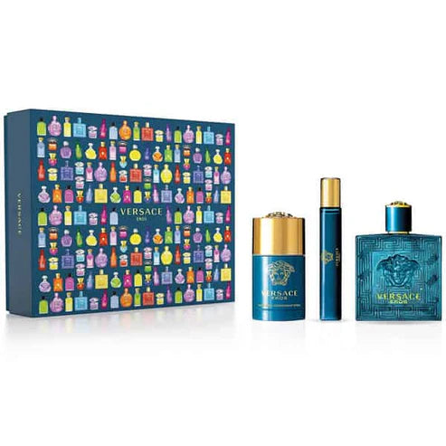 Estuche Set Versace Eros Hombre Eau De Toilette 100ml 3 Piezas