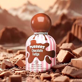 Fragancia femenina Tubbees Chocolate Fudge con notas de cacao avellana y caramelo
