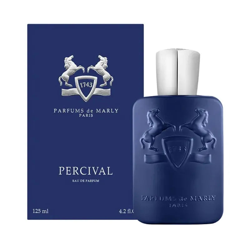 Fragancia de lujo Percival con notas amaderadas aromaticas y acordes frescos de bergamota