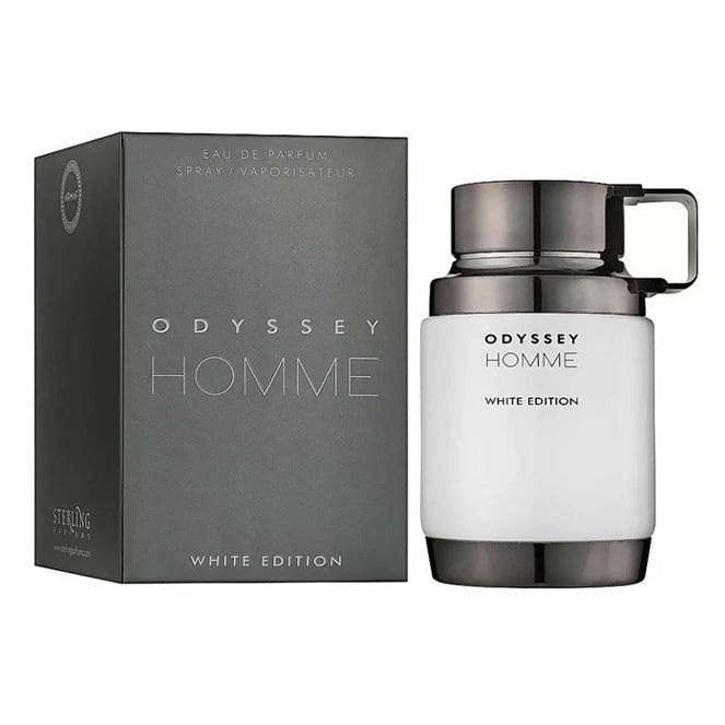 Fragancia Odyssey Homme White Edition Armaf 200 ml Eau de Parfum con esencia de cardamomo vainilla y sándalo perfecta para hombres que buscan un aroma elegante y duradero