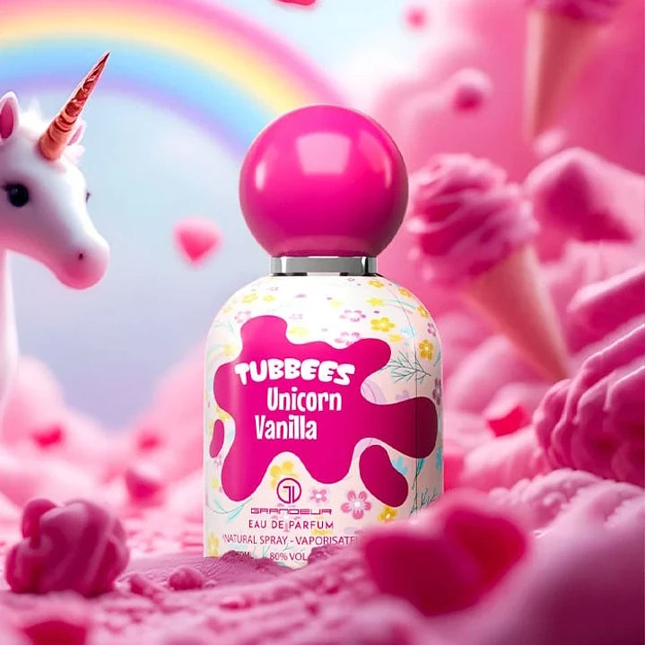 Fragancia femenina Tubbees Unicorn Vanilla con notas de vainilla caramelo y almendra