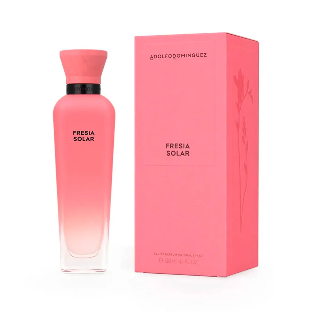 Perfume Fresia Solar Adolfo Domínguez 120ml Eau De Parfum con diseño elegante y fondo blanco