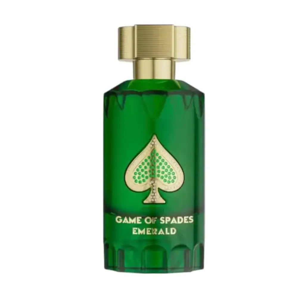 Perfume Jo Milano Game Of Spades Emerald con notas especiadas y fondo amaderado diseño sofisticado para hombre