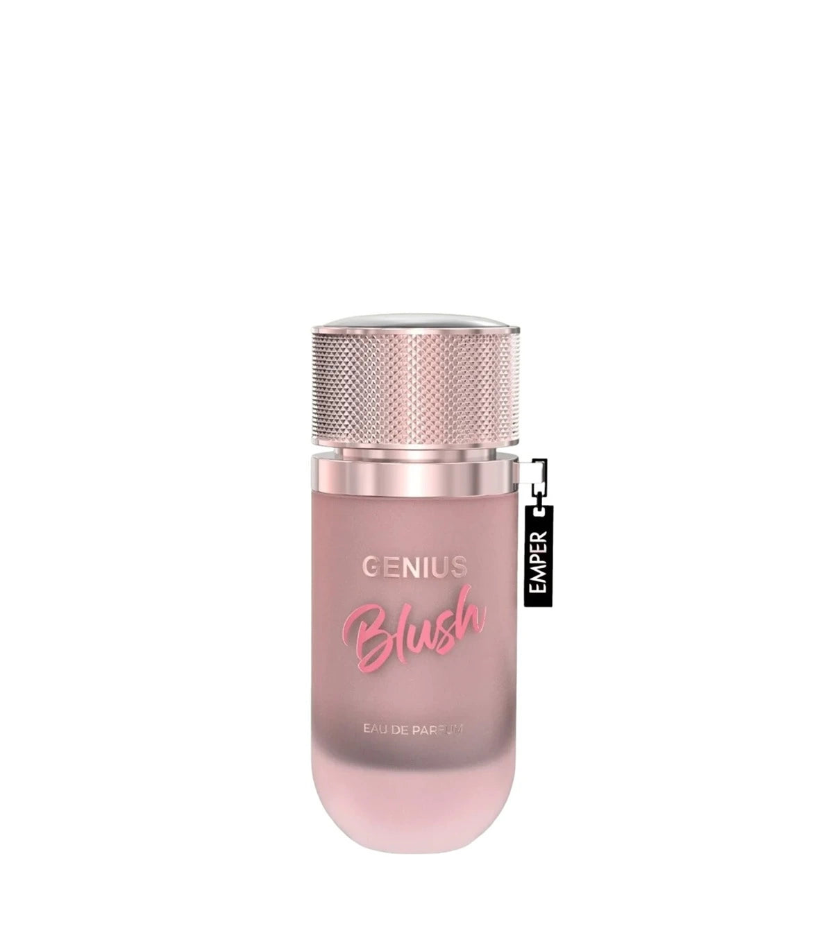 Fragancia femenina Emper Genius Blush aroma floral frutal en frasco moderno color rosa pastel