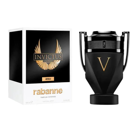 Perfume Rabanne Invictus Victory Absolu Parfum Intense 100 ml para hombre con frasco elegante y tonos oscuros símbolo de intensidad