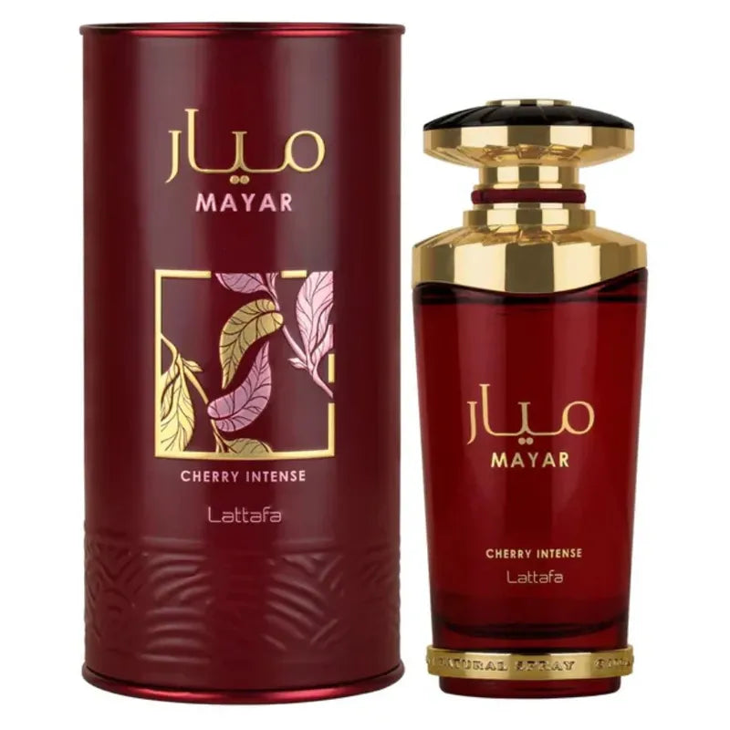 Fragancia árabe Lattafa Mayar Cherry Intense combinación dulce de cereza flores y maderas para hombre y mujer 100ml