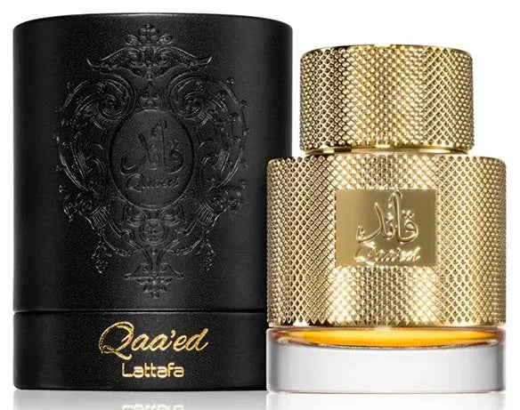 Lattafa Qaa'ed EDP 100 ml perfume unisex aroma cálido y envolvente combinación de especias exóticas maderas nobles y un toque balsámico ideal para noche y ocasiones especiales
