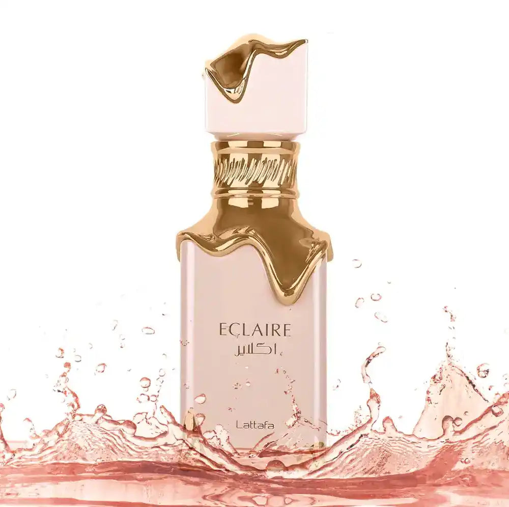 Perfume femenino Lattafa Eclaire 100ml Eau De Parfum con acordes de miel flores blancas y praliné que brindan un aroma dulce y sofisticado