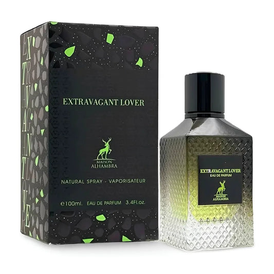 perfume maison alhambra extravagant lover 100 ml eau de parfum frasco con diseño elegante color oscuro