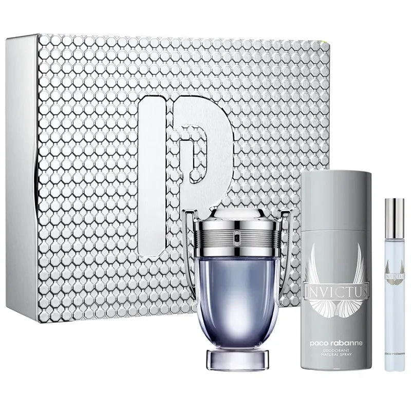 Set completo Invictus EDT incluye perfume 100ml y artículos de cuidado personal en presentación premium