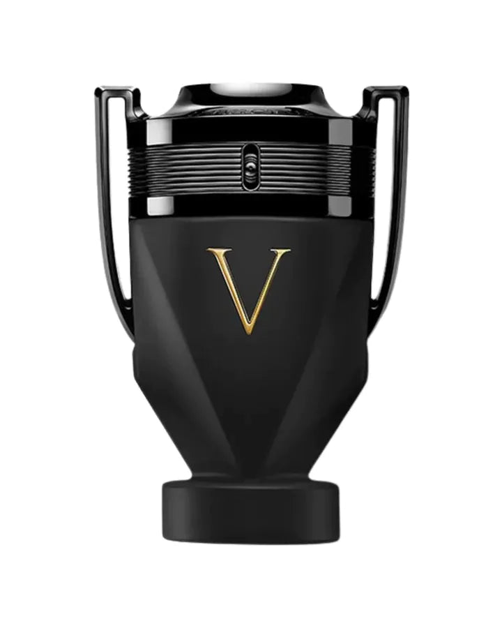 Caja original de Invictus Victory Absolu Parfum Intense Rabanne presentación masculina con tonos negros y dorados representando poder y lujo