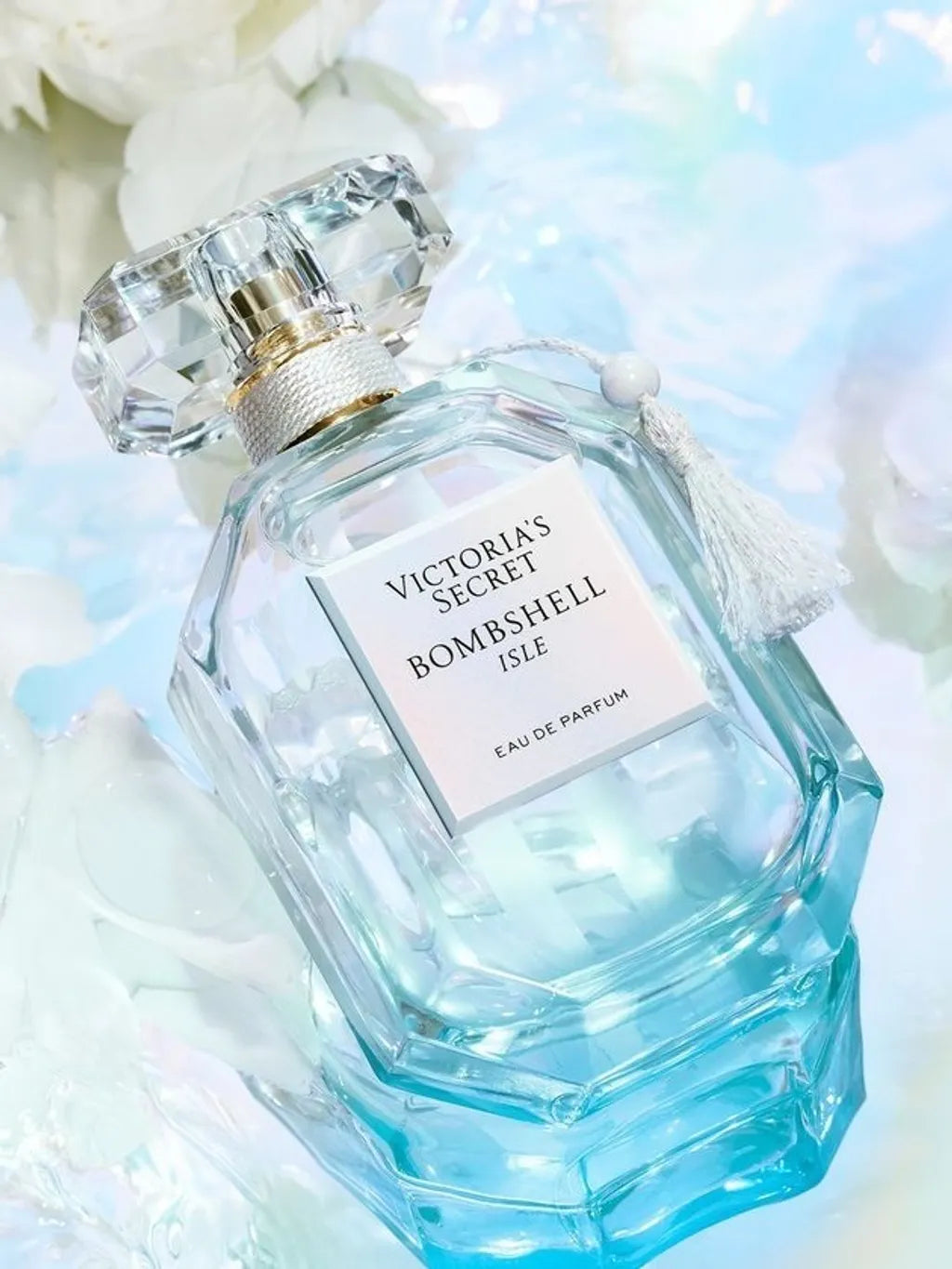 Botella azul turquesa Bombshell Isle Victoria´s Secret 100ml con diseño playero