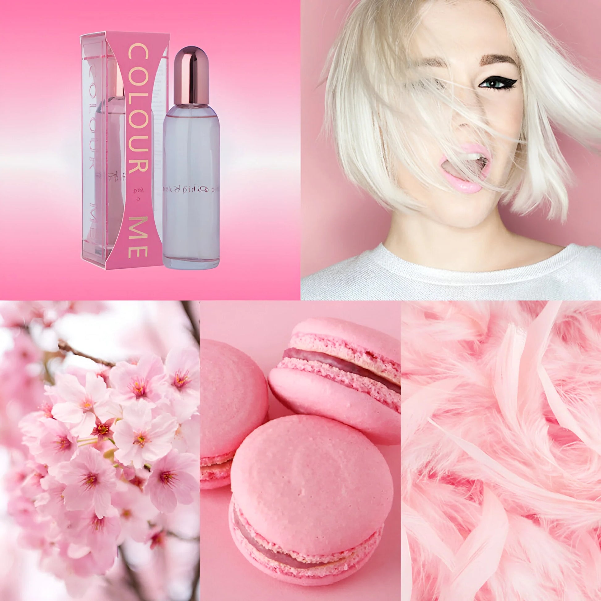 Botella de perfume Colour Me Pink Milton Lloyd 100ml con notas florales frutales femeninas frescas y delicadas