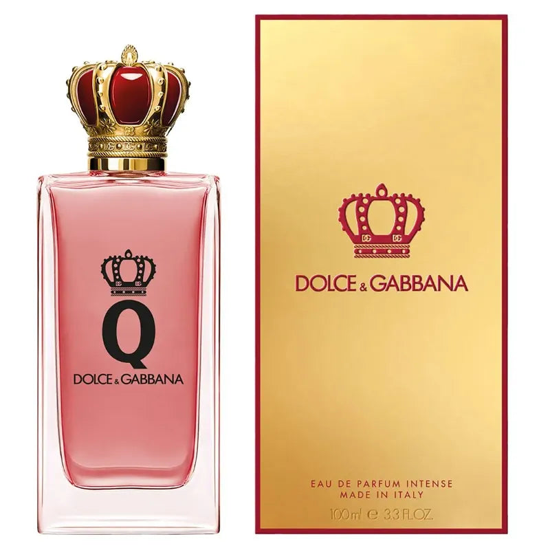 Botella morada perfume Dolce Gabbana Q EDP Intense 100ml para mujer con detalle dorado