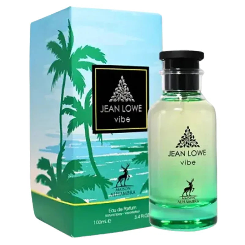 perfume jean lowe vibe maison alhambra en presentación premium