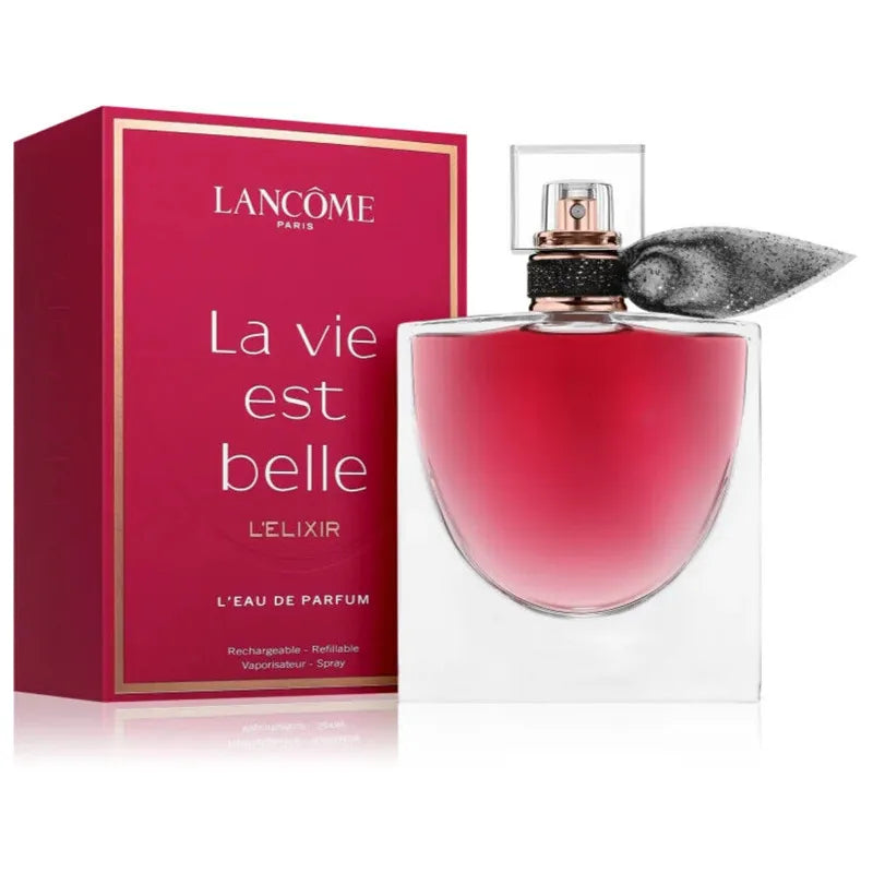 perfume la vie est belle l elixir lancome en frasco negro