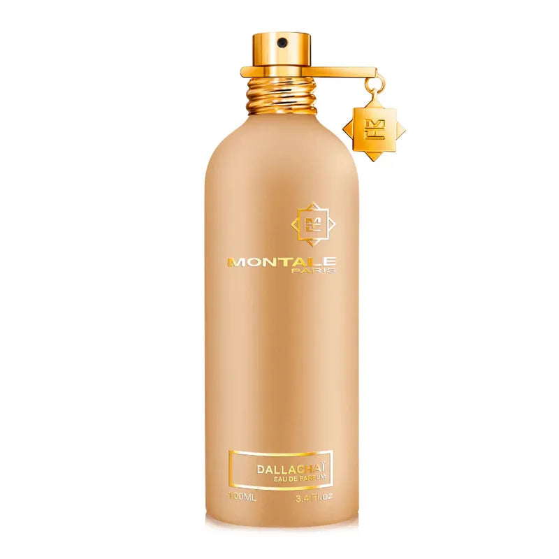 Botella negra del perfume Montale Dallachai 100ml EDP con detalles metálicos y diseño característico