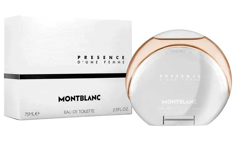 Botella plateada elegante de Montblanc Presence con detalles rosados