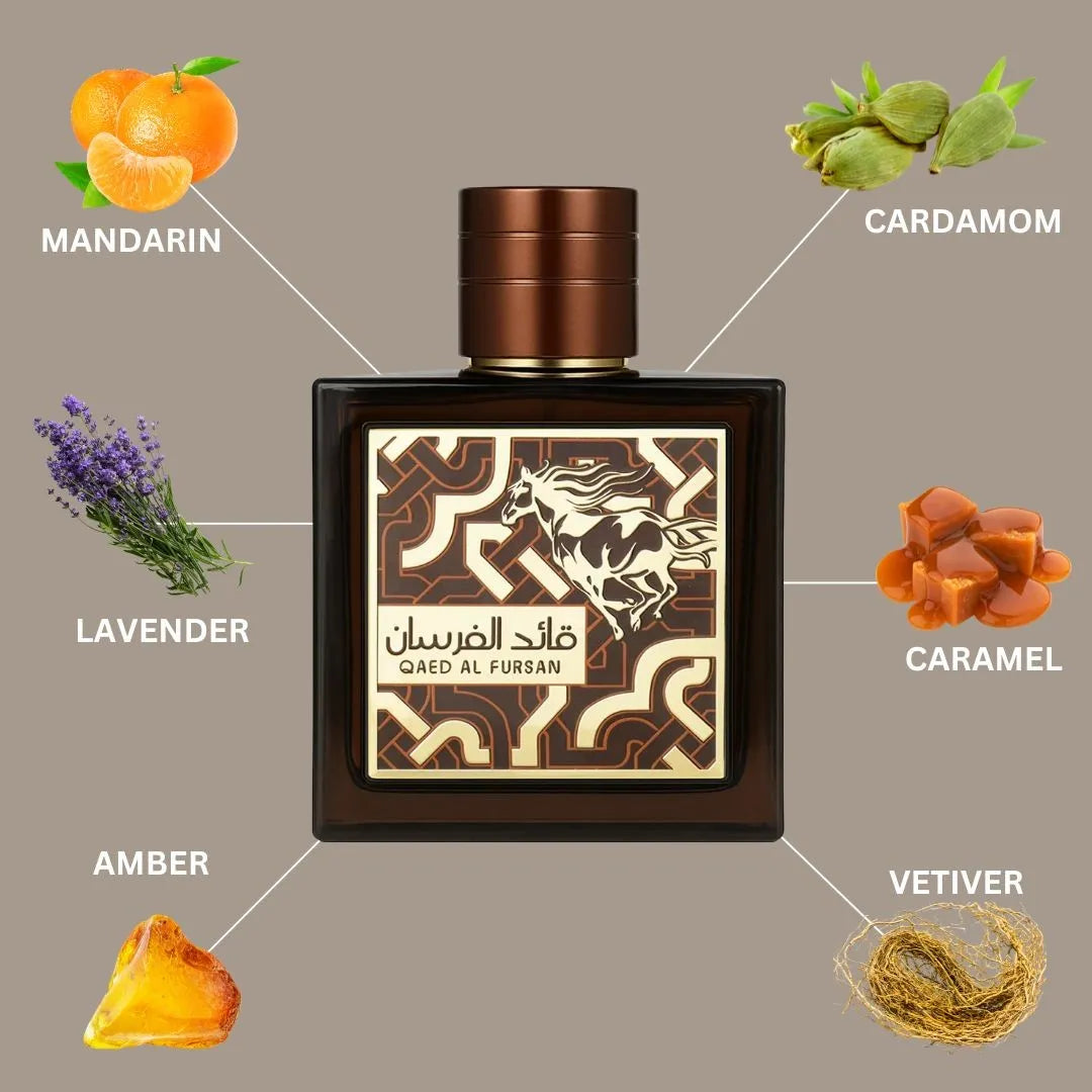 Perfume qaed al fursan untamed original lattafa 90ml eau de parfum familia amaderada oriental duradera