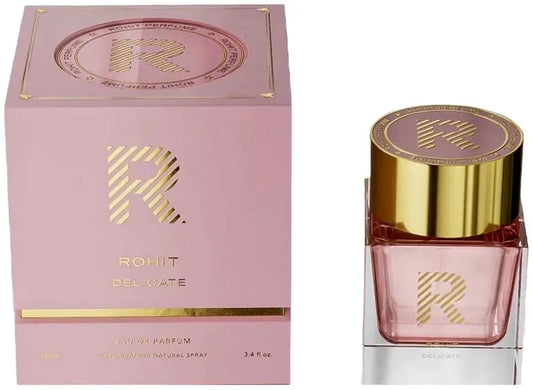 Perfume Rohit Delicate de Bharara para mujer fragancia floral suave con notas de peonía vainilla y almizcle blanco presentación de 100 ml Eau de Parfum