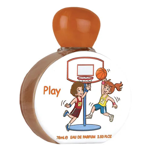 frasco del perfume lattafa pride play mostrando el tapón brillante y los detalles coloridos del envase infantil