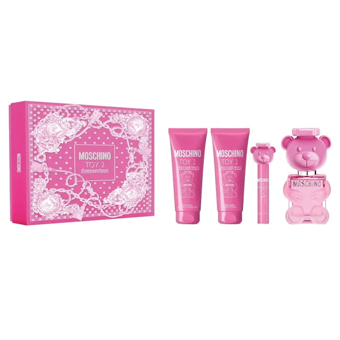 Botella con forma de chicle de perfume Bubble Gum Moschino en color rosa vibrante