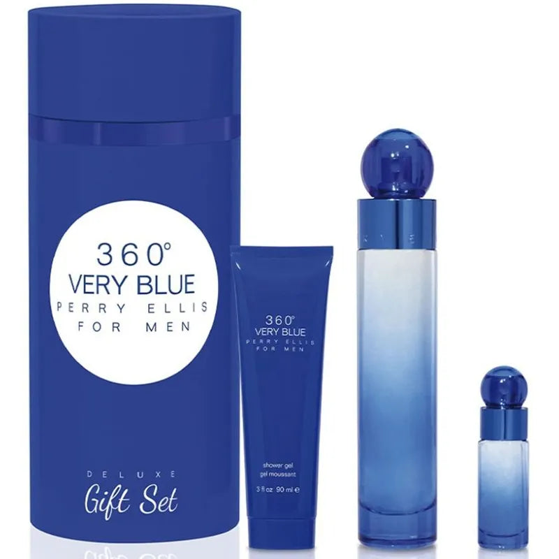 Fragancia Perry Ellis 360 Very Blue Deluxe hombre en estuche regalo 100 ml Eau de Toilette con esencia de limón lavanda y almizcle perfecta para hombres activos que buscan frescura y estilo contemporáneo
