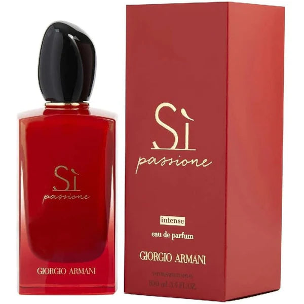 Fragancia Si Passione Intense de Giorgio Armani para mujer EDP 100ml con combinación sofisticada de dulzura frutal y profundidad amaderada
