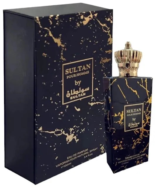 Sultan Pour Homme EDP 100 ml perfume masculino aroma intenso y sofisticado combinación de cítricos especias cálidas y maderas nobles ideal para noche y ocasiones especiales