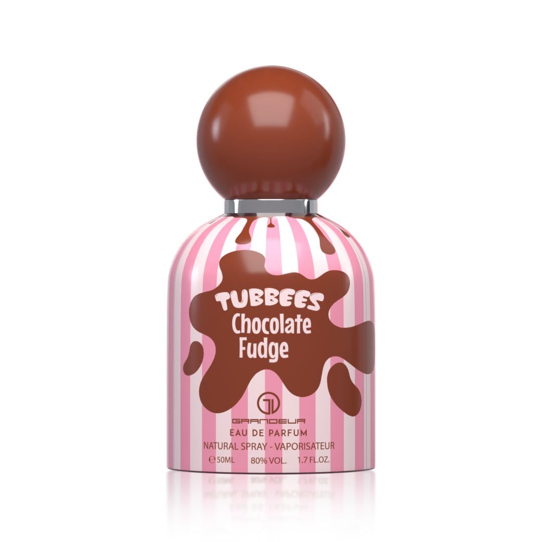 Perfume Tubbees Chocolate Fudge Grandeur EDP 50ml frasco acogedor con diseño de chocolate y osito