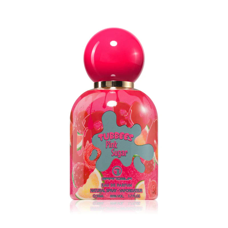 Perfume Tubbees Pink Sugar Grandeur EDP 50ml frasco divertido con diseño de corazón y azúcar rosado