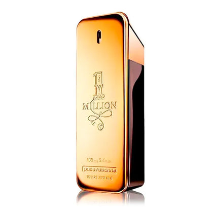 Frasco dorado icónico de 1 Million Paco Rabanne diseño elegante