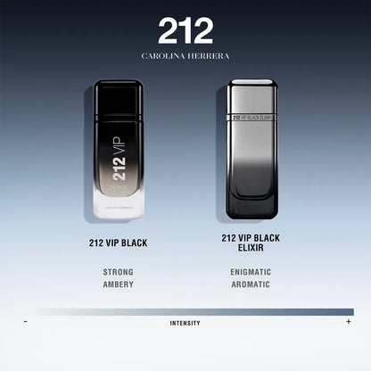 Vista lateral del perfume 212 VIP Black Elixir Carolina Herrera Eau de Parfum Hombre 100ml
