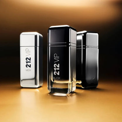 Presentación completa del perfume 212 VIP Black Elixir Carolina Herrera Eau de Parfum Hombre 100ml