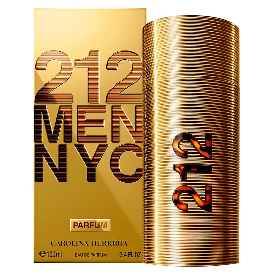 Vista frontal 212 Men NYC Parfum Dorado Carolina Herrera perfume original