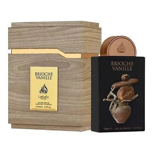 Perfume Brioche Vanille Lattafa 100ml Eau De Parfum con notas dulces de vainilla y acordes gourmand en un frasco elegante