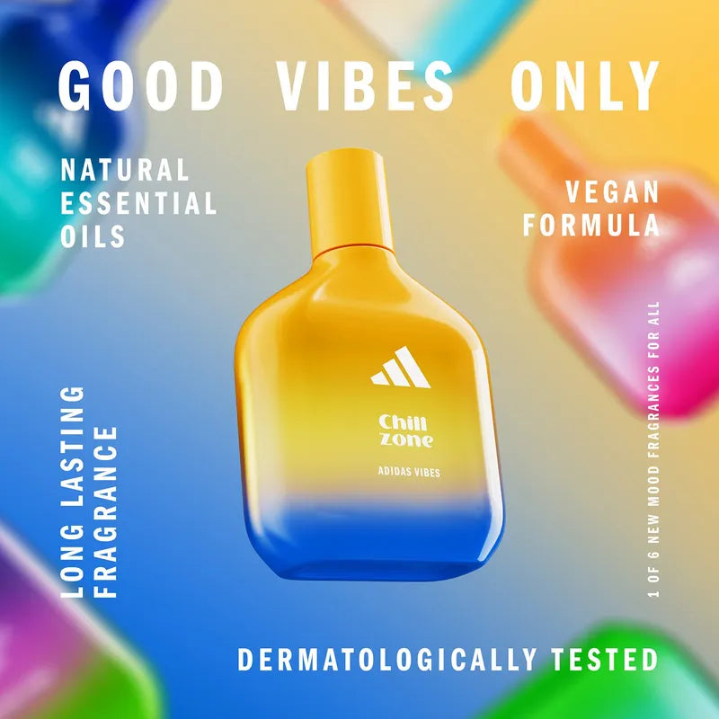 Vista lateral del perfume Adidas Chill Zone Vibes 100ml
