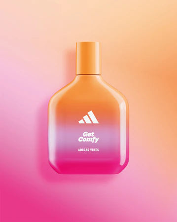 Vista lateral del perfume Adidas Get Comfy 100ml vibes mujeres y hombres