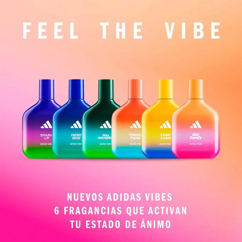 Detalle del frasco Adidas vibes Get Comfy 100ml unisex