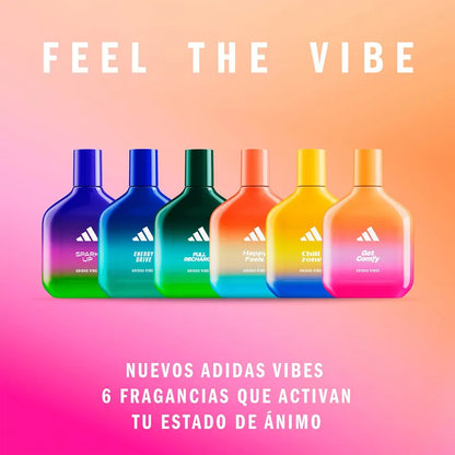 Detalle del frasco Adidas vibes Get Comfy 100ml unisex
